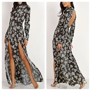 Flynn Skye Black and White Floral Backless Dress Size XS